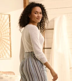 Sale 3/4 Sleeve Knit Breton - White Women Sweaters
