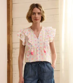 Hot Alexa Popover - Summer Dots Women Tops