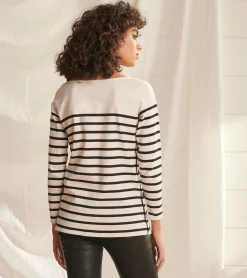 Ali Breton Top - Cream Melange Stripes Women Tops