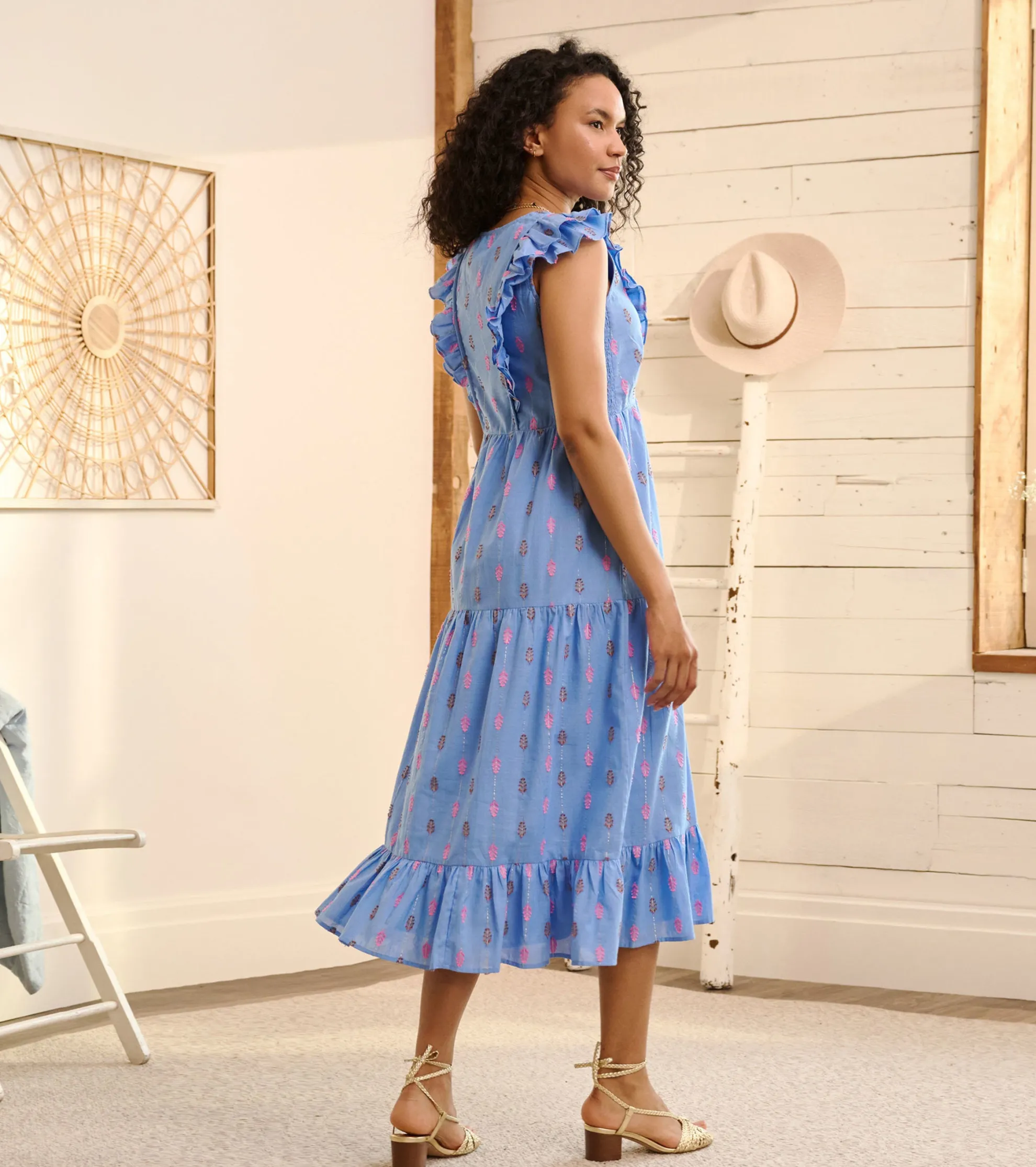 Online Aria Midi Dress - Rainbow Feather Dobby Women Dresses