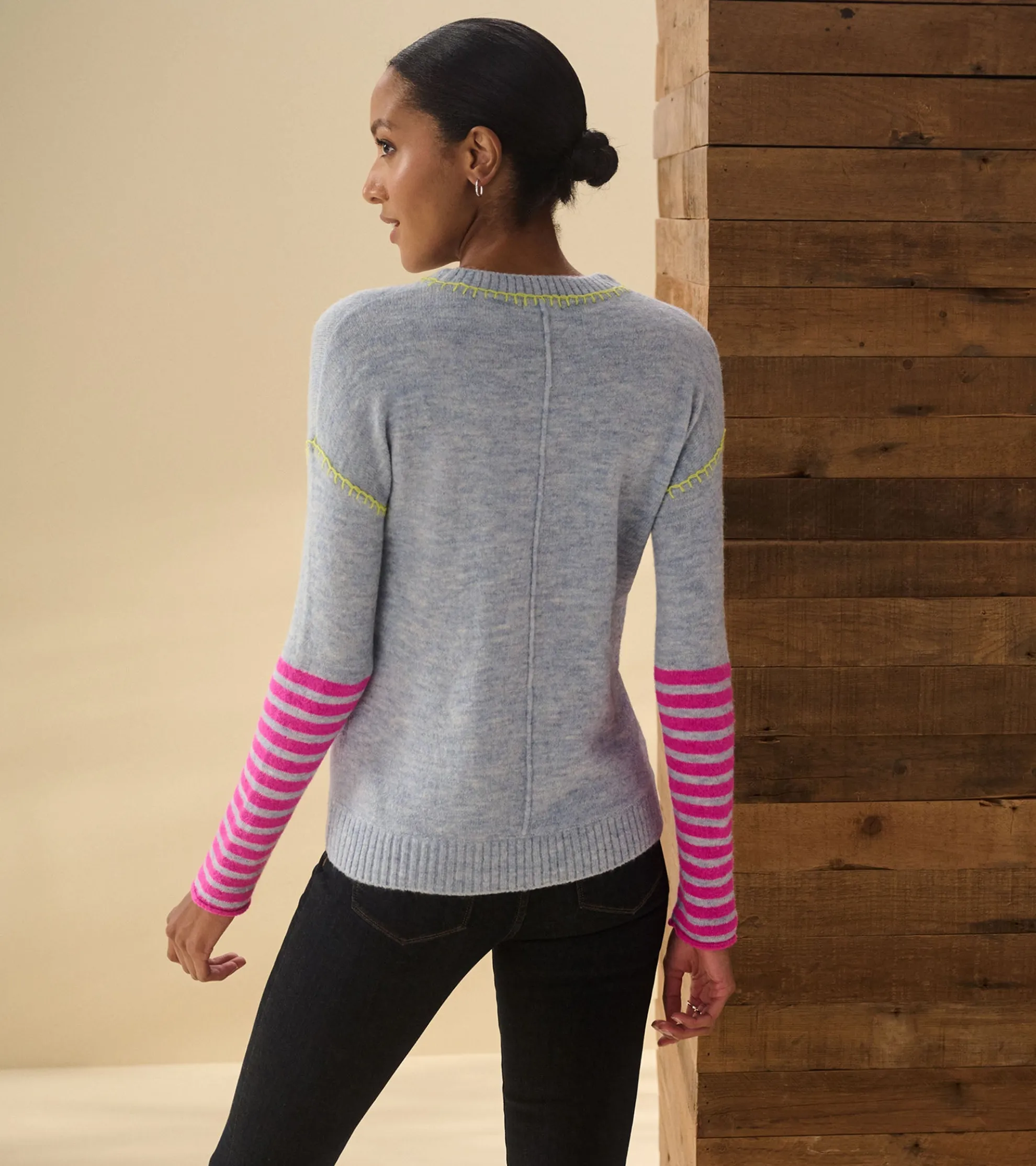 Best Avery Sweater - Hot Pink Stripes Women Sweaters