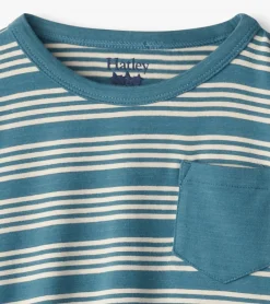 Hot Baby & Toddler Boys Bluestone Stripes Long Sleeve Bamboo T-Shirt Tops