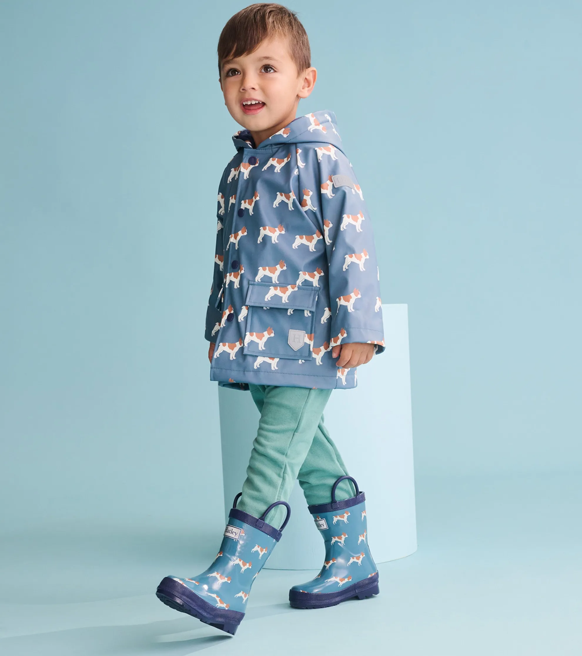 New Baby & Toddler Boys French Bulldogs Button-Up Rain Jacket Rainwear|Rainwear