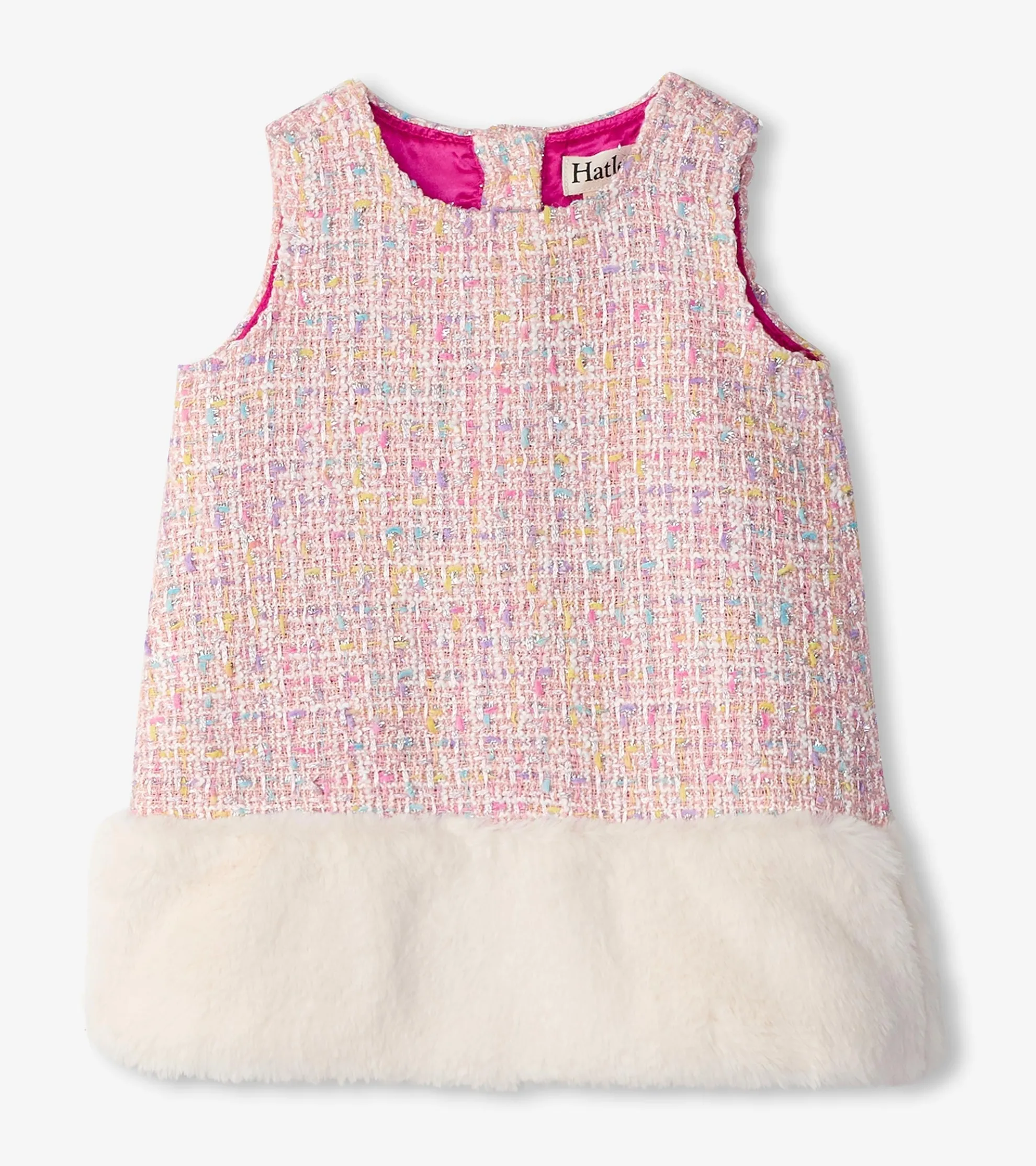 Baby & Toddler Girls Aurora Pink Tweed Faux Fur Trim Dress Dresses