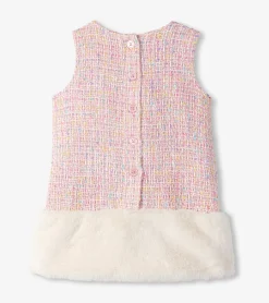 Baby & Toddler Girls Aurora Pink Tweed Faux Fur Trim Dress Dresses