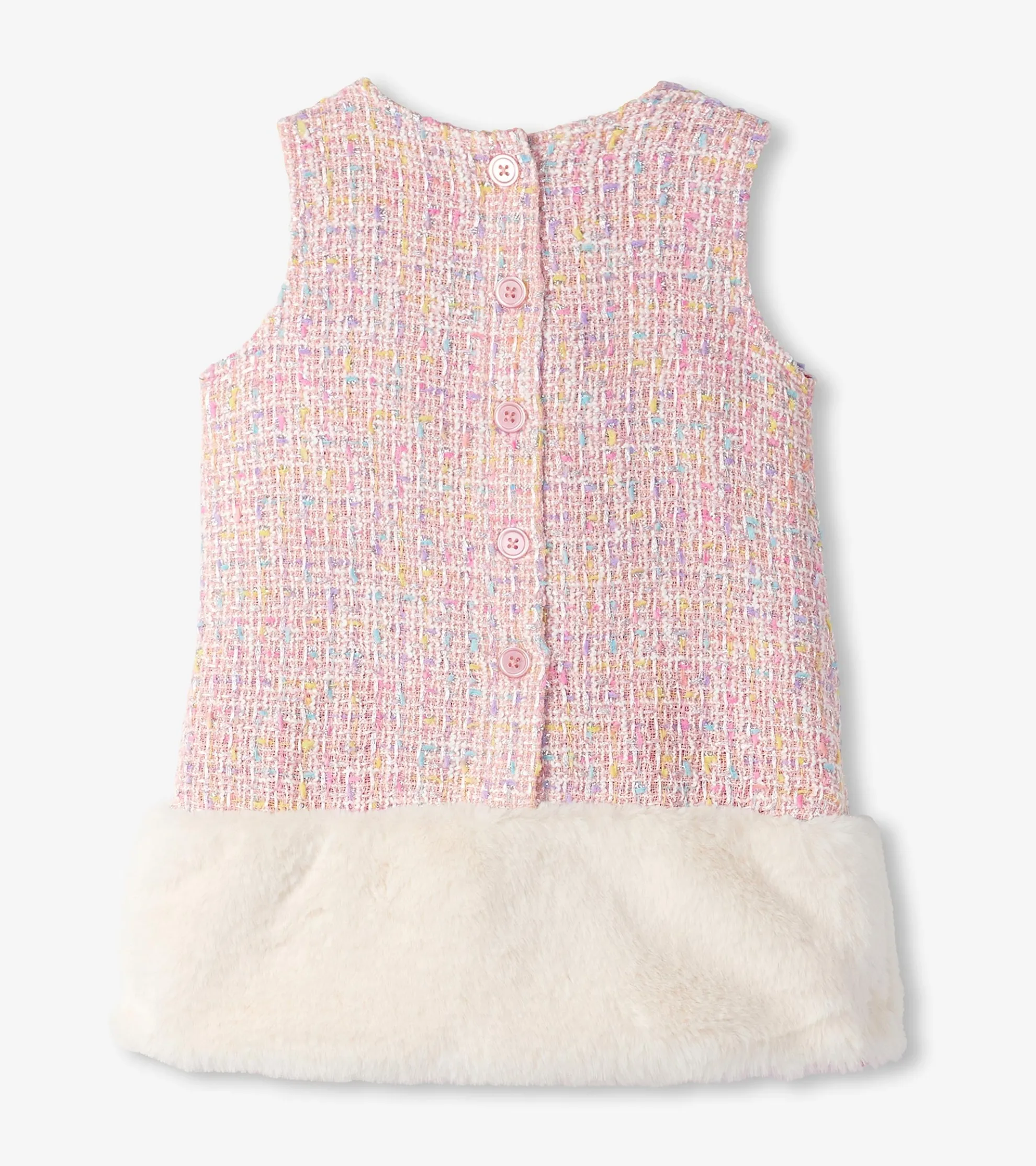 Baby & Toddler Girls Aurora Pink Tweed Faux Fur Trim Dress Dresses