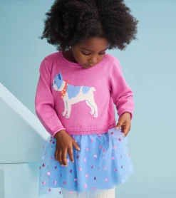 Best Baby & Toddler Girls French Bulldogs Drop Waist Sweater Dress Sweaters