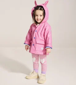 Hot Baby & Toddler Girls Glitter Hearts Button-Up Rain Jacket Rainwear|Rainwear