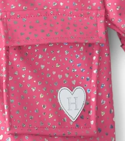 Hot Baby & Toddler Girls Glitter Hearts Button-Up Rain Jacket Rainwear|Rainwear