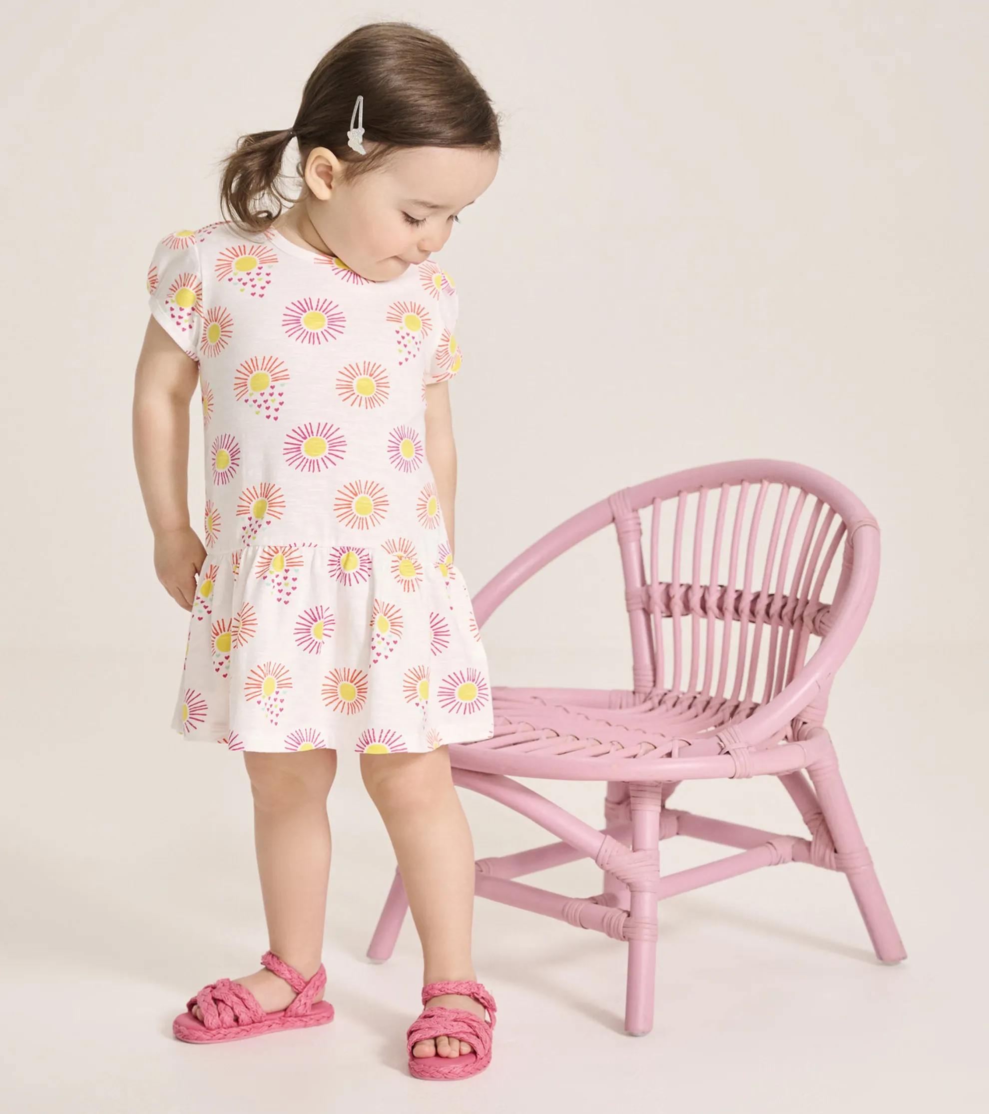New Baby & Toddler Girls Heart Suns Gathered Dress Dresses