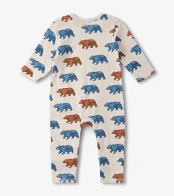 Hot Baby Boys Bluestone Bears Long Sleeve Romper Rompers