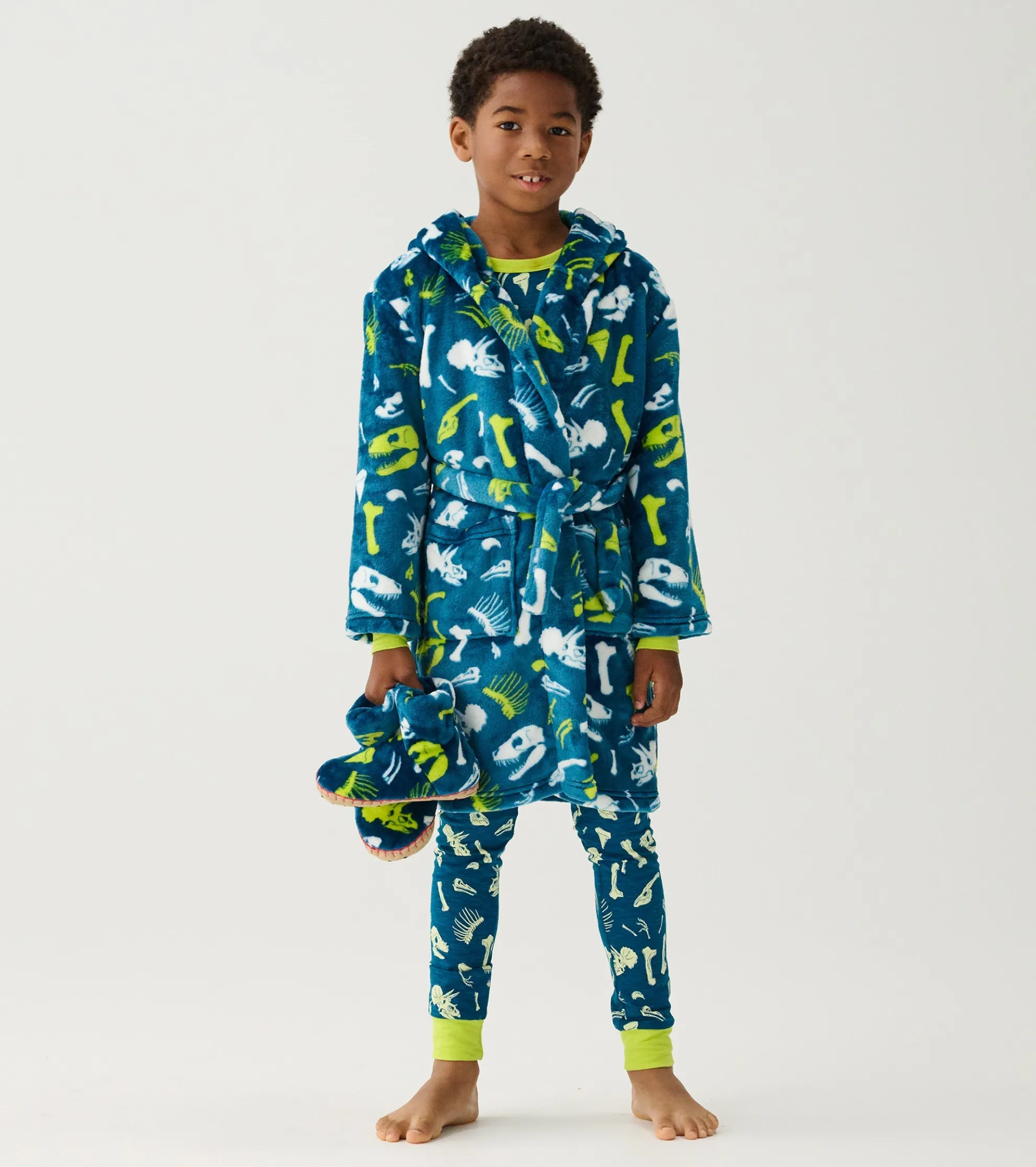 New Baby Boys Dino Fossils Fleece Robe BOY Sleepwear|Sleepwear