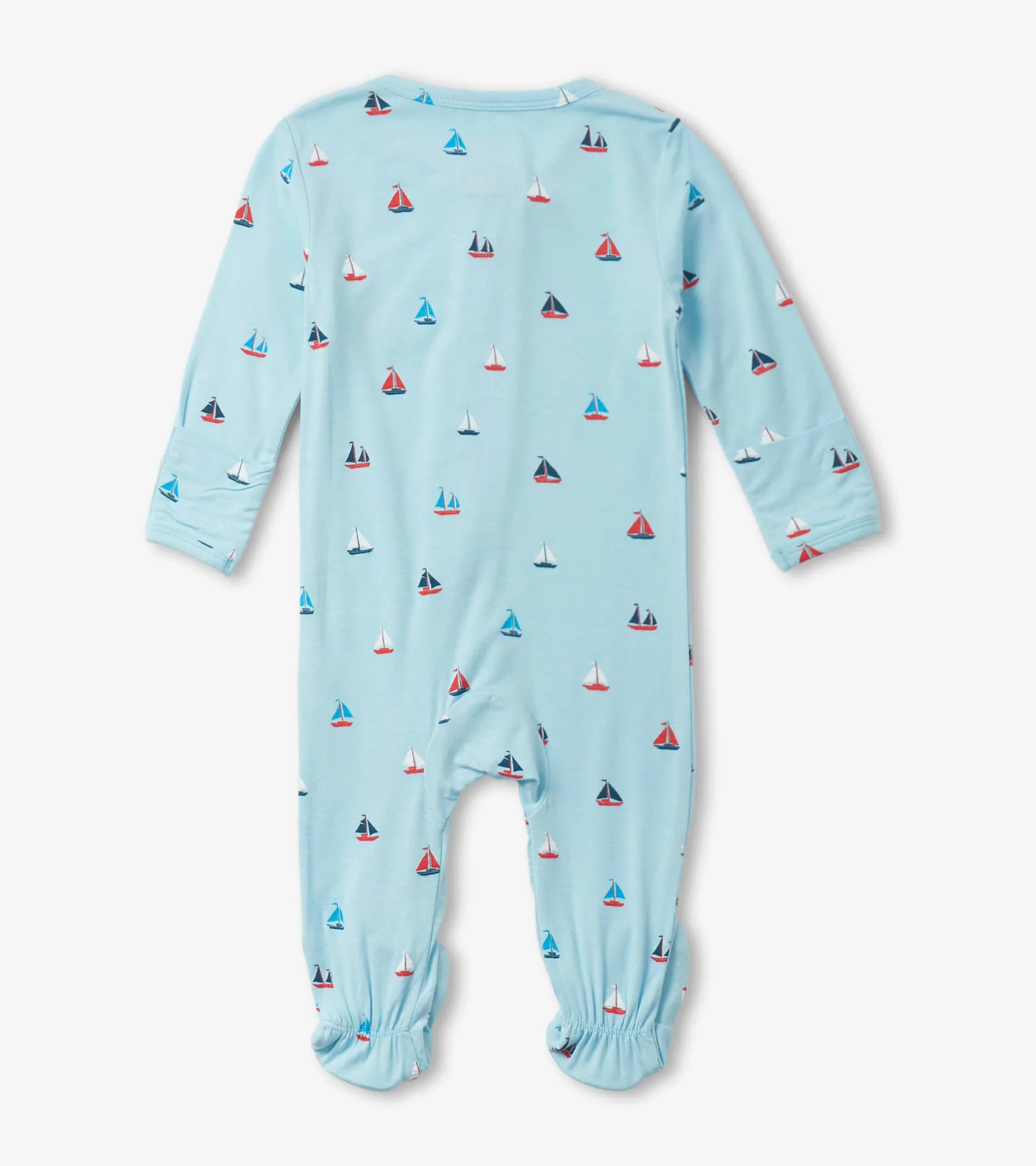 New Baby Boys Tiny Sailboats Footed Sleeper Sleepwear|Sleepwear