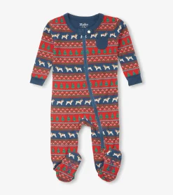 Hot Baby Bulldog Fair Isle Bamboo Footed Sleeper Sleepwear|Sleepwear