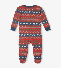 Hot Baby Bulldog Fair Isle Bamboo Footed Sleeper Sleepwear|Sleepwear