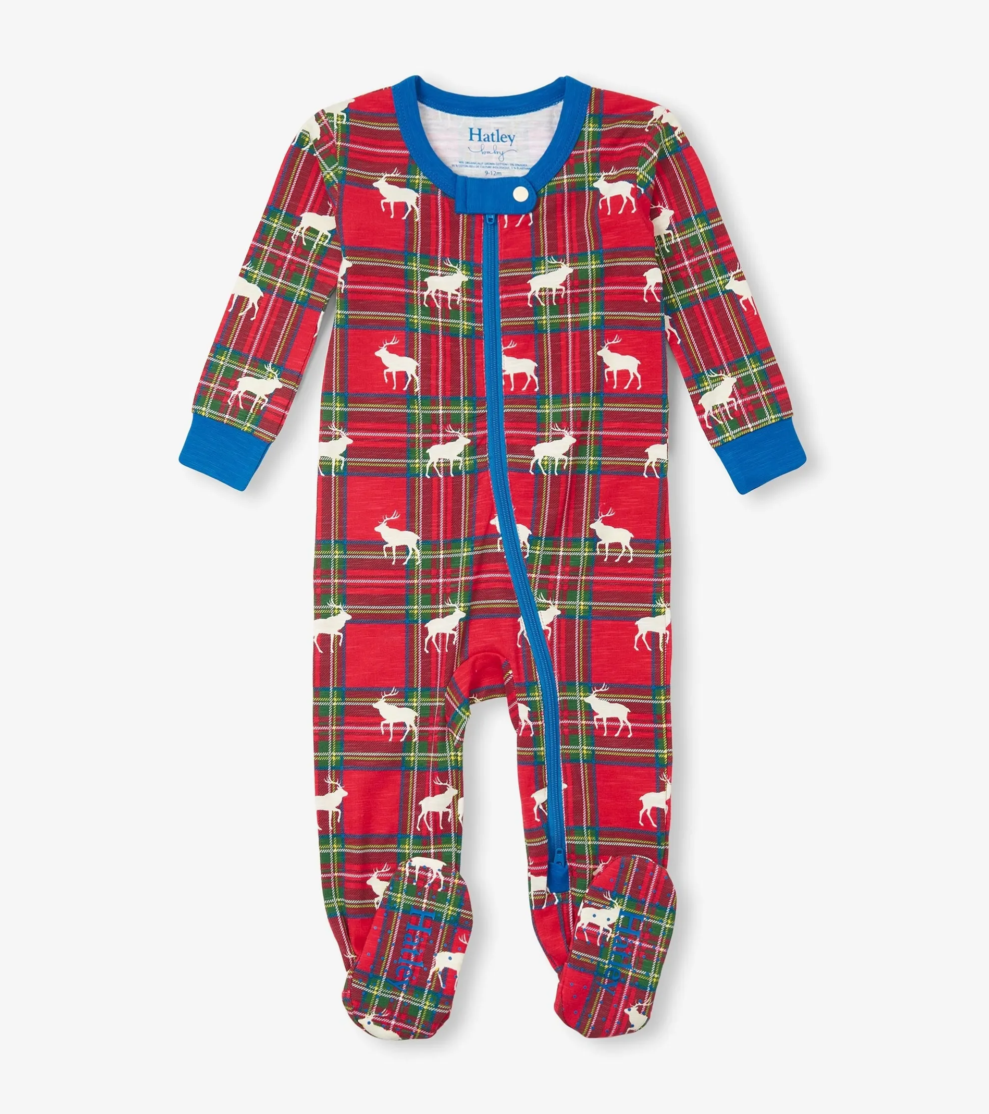 Clearance Baby Elk Plaid Cotton Footed Sleeper Sleepwear|Sleepwear