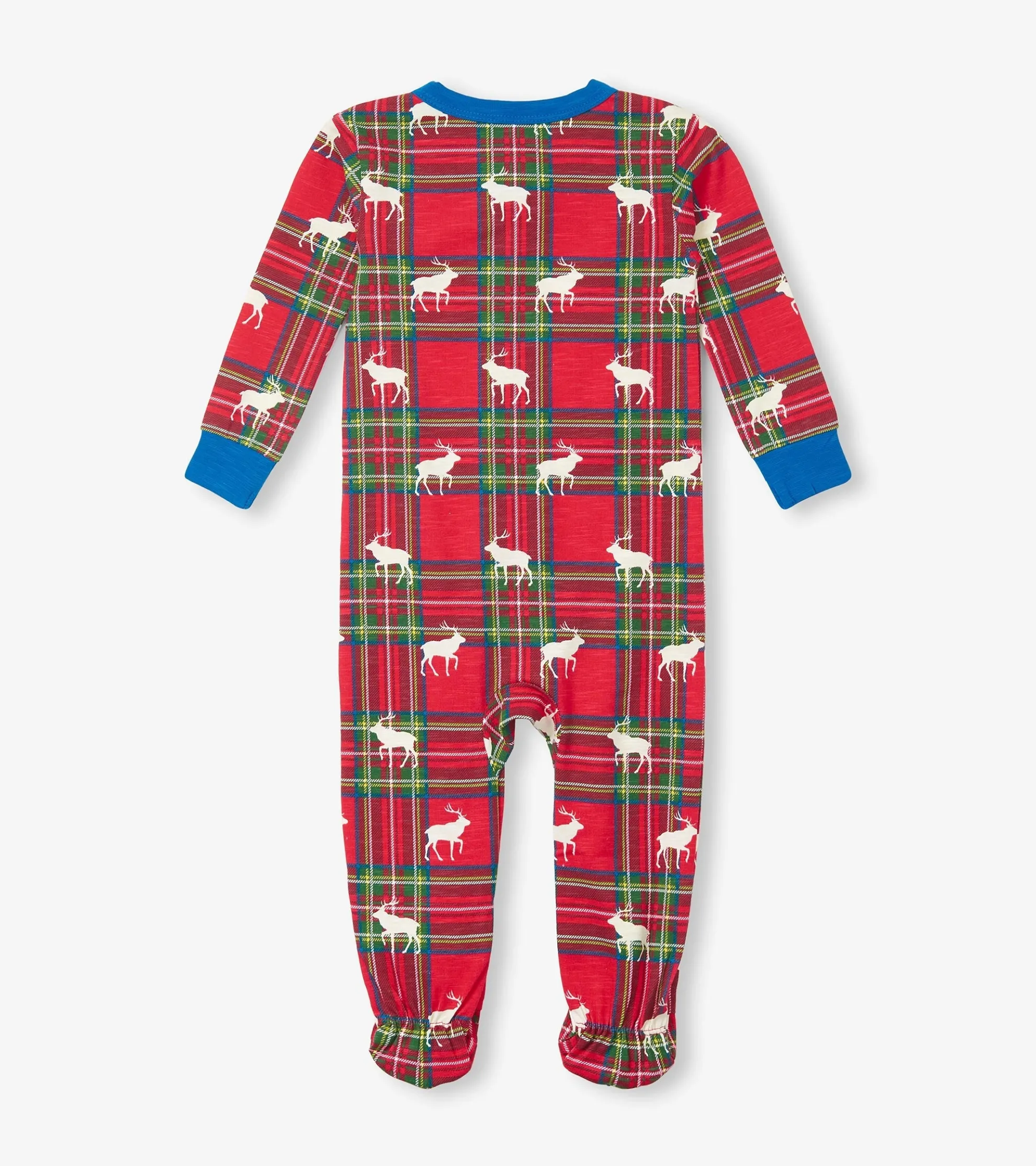 Clearance Baby Elk Plaid Cotton Footed Sleeper Sleepwear|Sleepwear