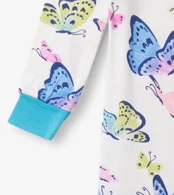 New Baby Girls Big Butterflies Footed Sleeper Sleepwear|Sleepwear