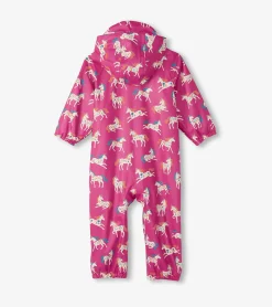 Hot Baby Girls Folksy Unicorns Rain Suit Rainwear|Rainwear