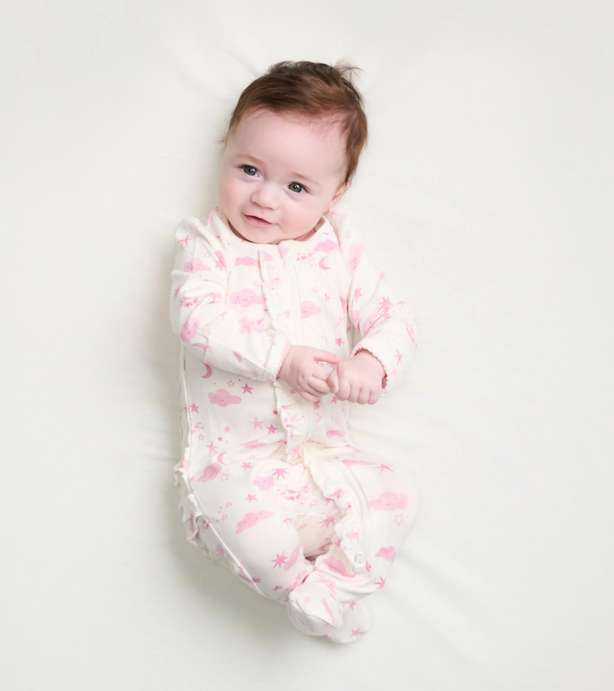 Discount Baby Girls Pink Starry Night Footed Sleeper Sleepwear|Sleepwear