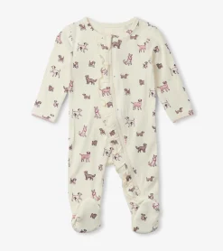 Online Baby Girls Playful Puppies Footed Sleeper Sleepwear|Sleepwear