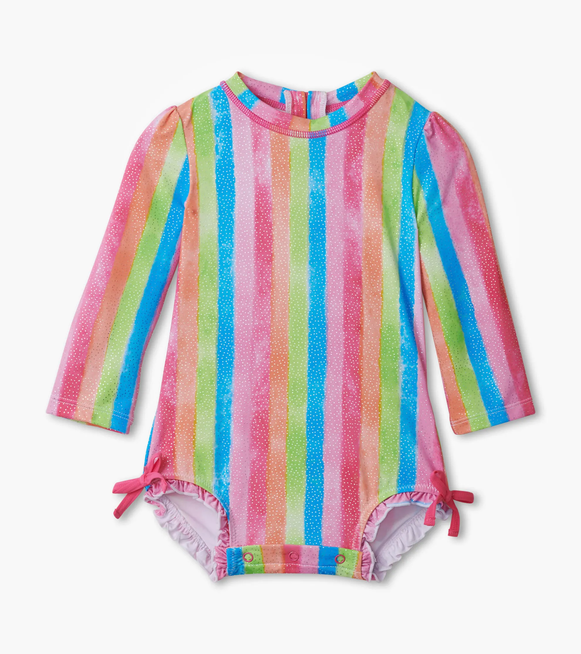 New Baby Girls Rainbow Stripes Rashguard Swimsuit Swimwear|Swimwear