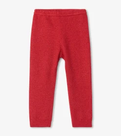 Baby Red Shimmer Cable Knit Leggings Bottoms