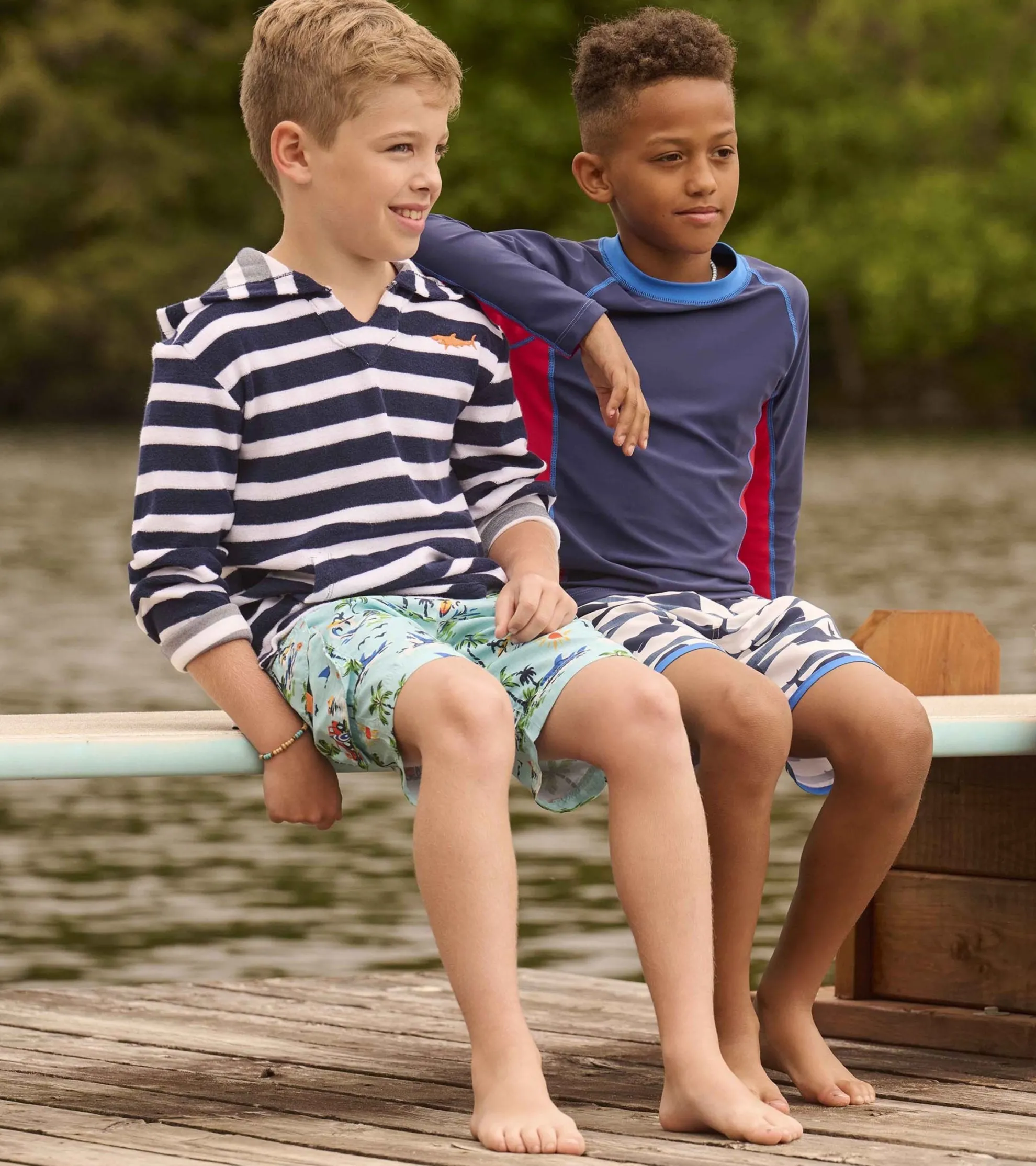 Online Boys Deep Sea Stripes Terry Pullover Hoodie BOY Swimwear|Swimwear
