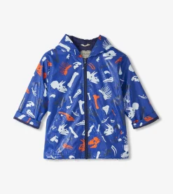 Sale Boys Dino Fossils Colour Changing Zip-Up Rain Jacket BOY Rainwear|Rainwear