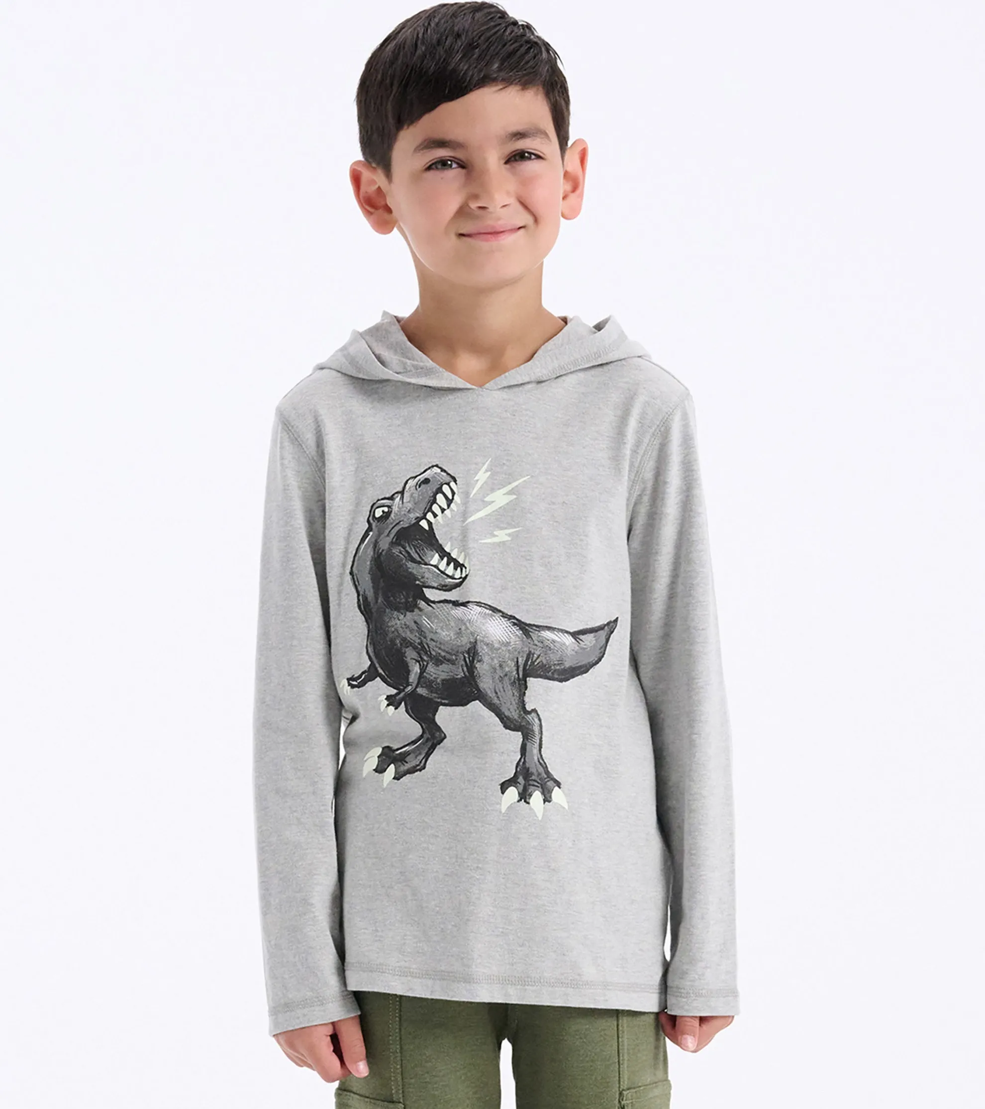 Boys Dino Long Sleeve Hoodie Tee BOY Sweaters