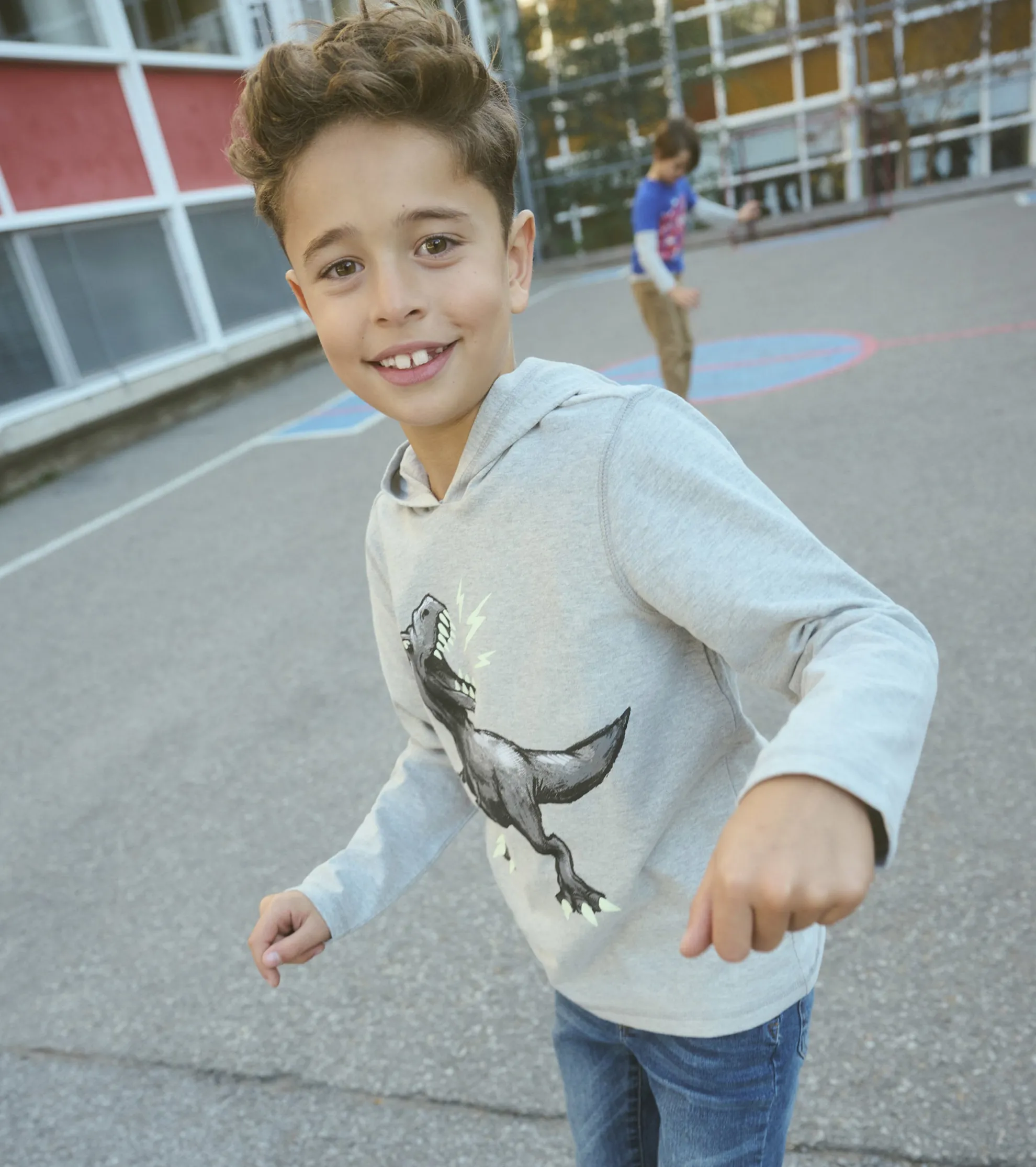 Boys Dino Long Sleeve Hoodie Tee BOY Sweaters