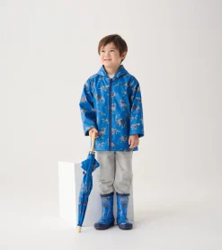 New Boys Dinosaur Zip-Up Rain Jacket BOY Rainwear|Rainwear