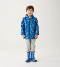 New Boys Dinosaur Zip-Up Rain Jacket BOY Rainwear|Rainwear