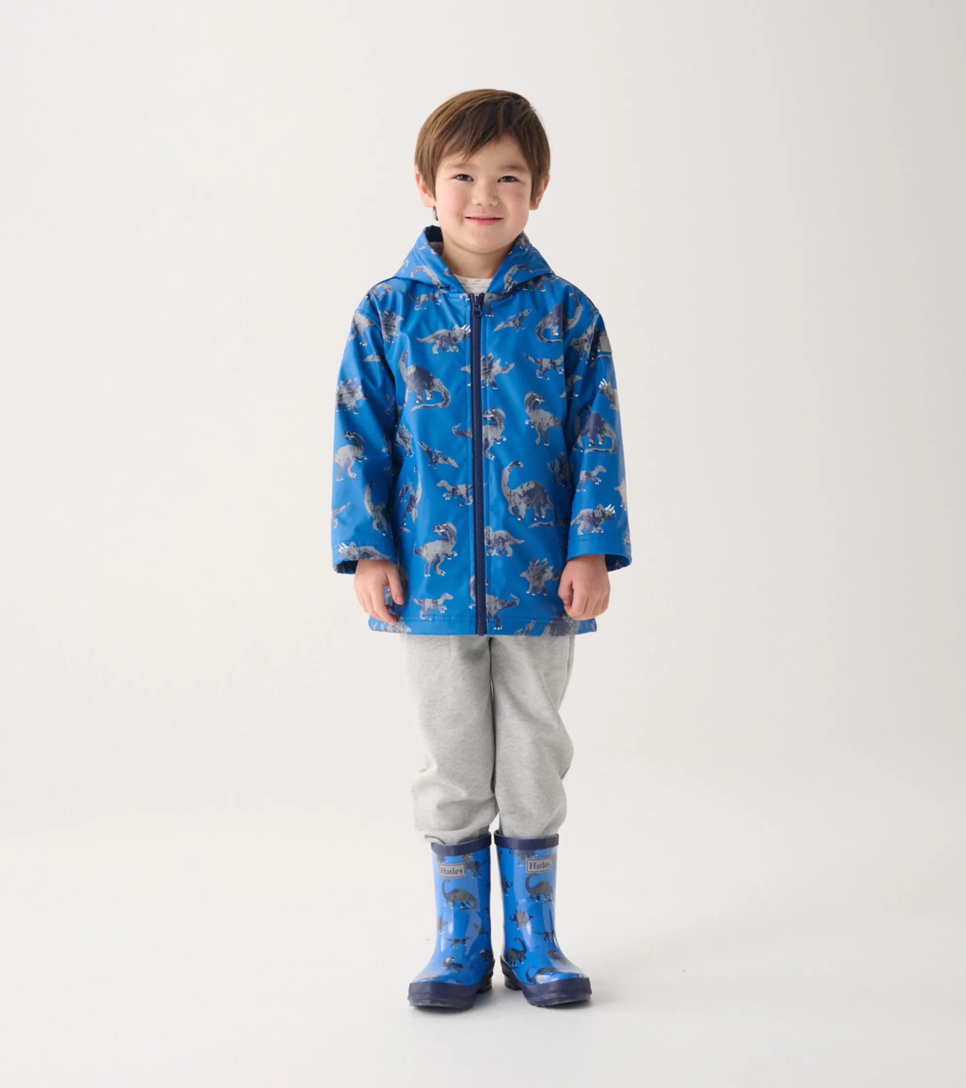 New Boys Dinosaur Zip-Up Rain Jacket BOY Rainwear|Rainwear