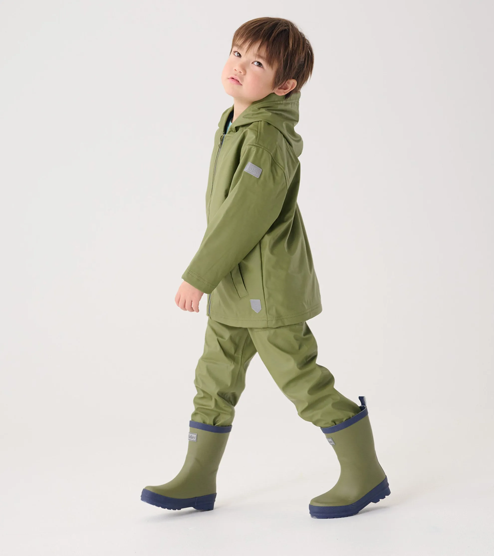 Online Boys Forest Green Zip-Up Rain Jacket BOY Rainwear|Rainwear