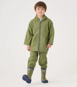 Online Boys Forest Green Zip-Up Rain Jacket BOY Rainwear|Rainwear
