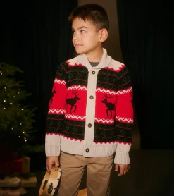 Sale Boys Holiday Elks Shawl Collar Cardigan BOY Sweaters