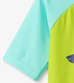 Online Boys Lime Green Shark Short Sleeve Rashguard BOY Swimwear|Swimwear