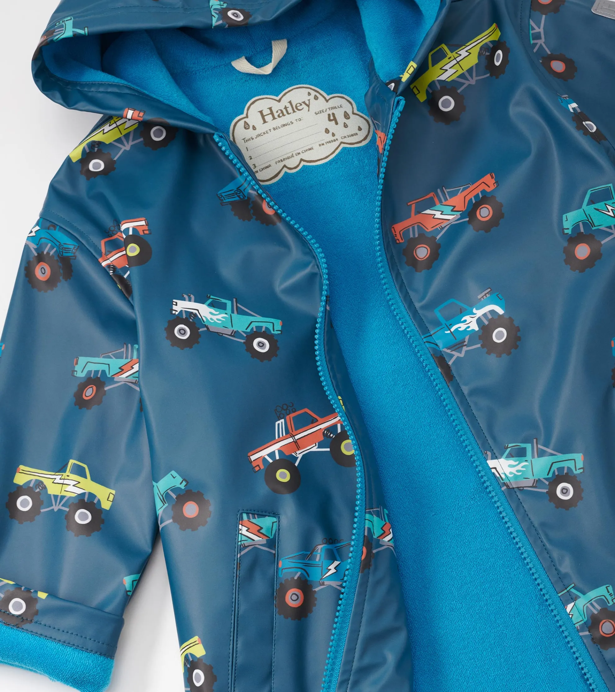 Sale Boys Monster Trucks Zip-Up Rain Jacket BOY Rainwear|Rainwear