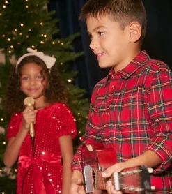 Online Boys Red Plaid Button Down Shirt BOY Tops