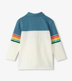 Sale Boys Retro Stripes Long Sleeve Panelled Polo BOY Tops
