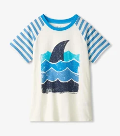 New Boys Shark Fin Waves Raglan T-Shirt BOY Tops