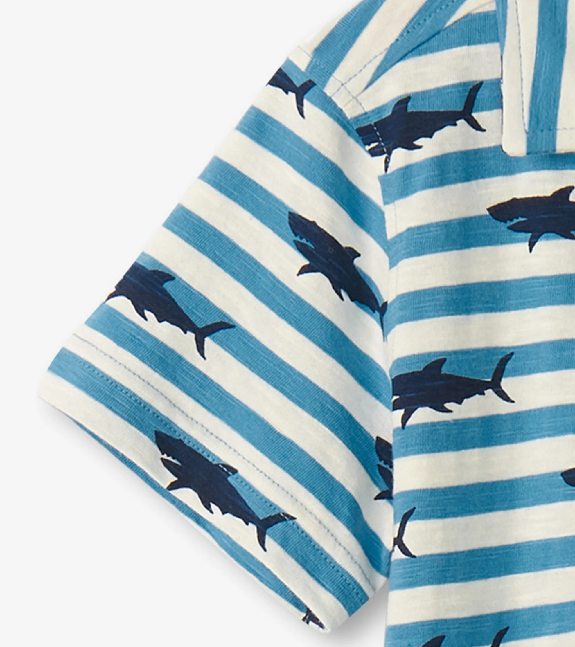 Sale Boys Shark Stripes Jersey Button Down BOY Tops