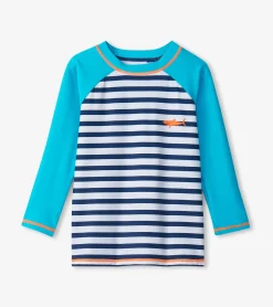 Hot Boys Shark Stripes Long Sleeve Rashguard BOY Swimwear|Swimwear