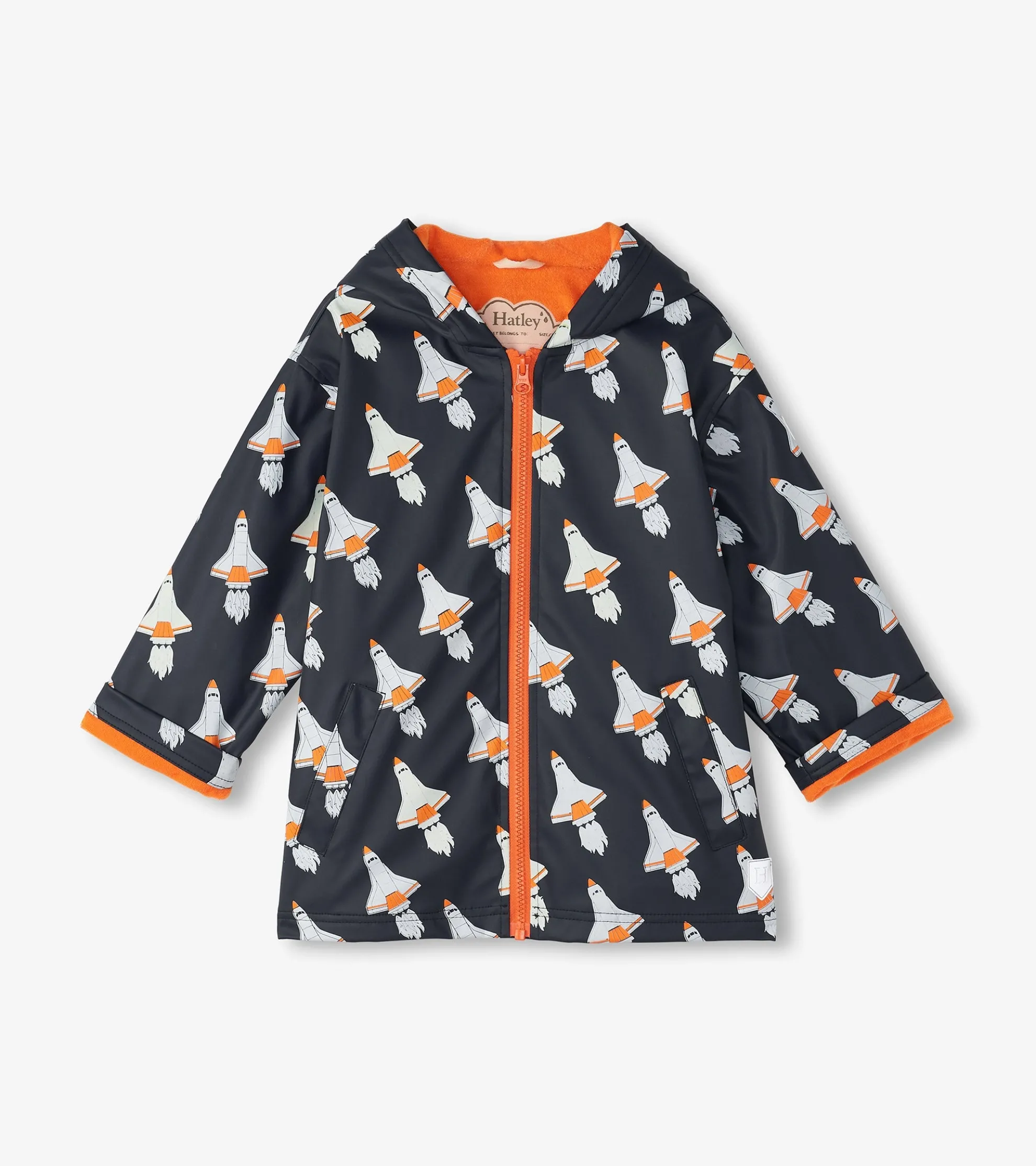Outlet Boys Space Shuttles Colour Changing Zip-Up Rain Jacket BOY Rainwear|Rainwear
