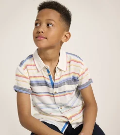 Clearance Boys Summer Stripe Short Sleeve Button Down BOY Tops