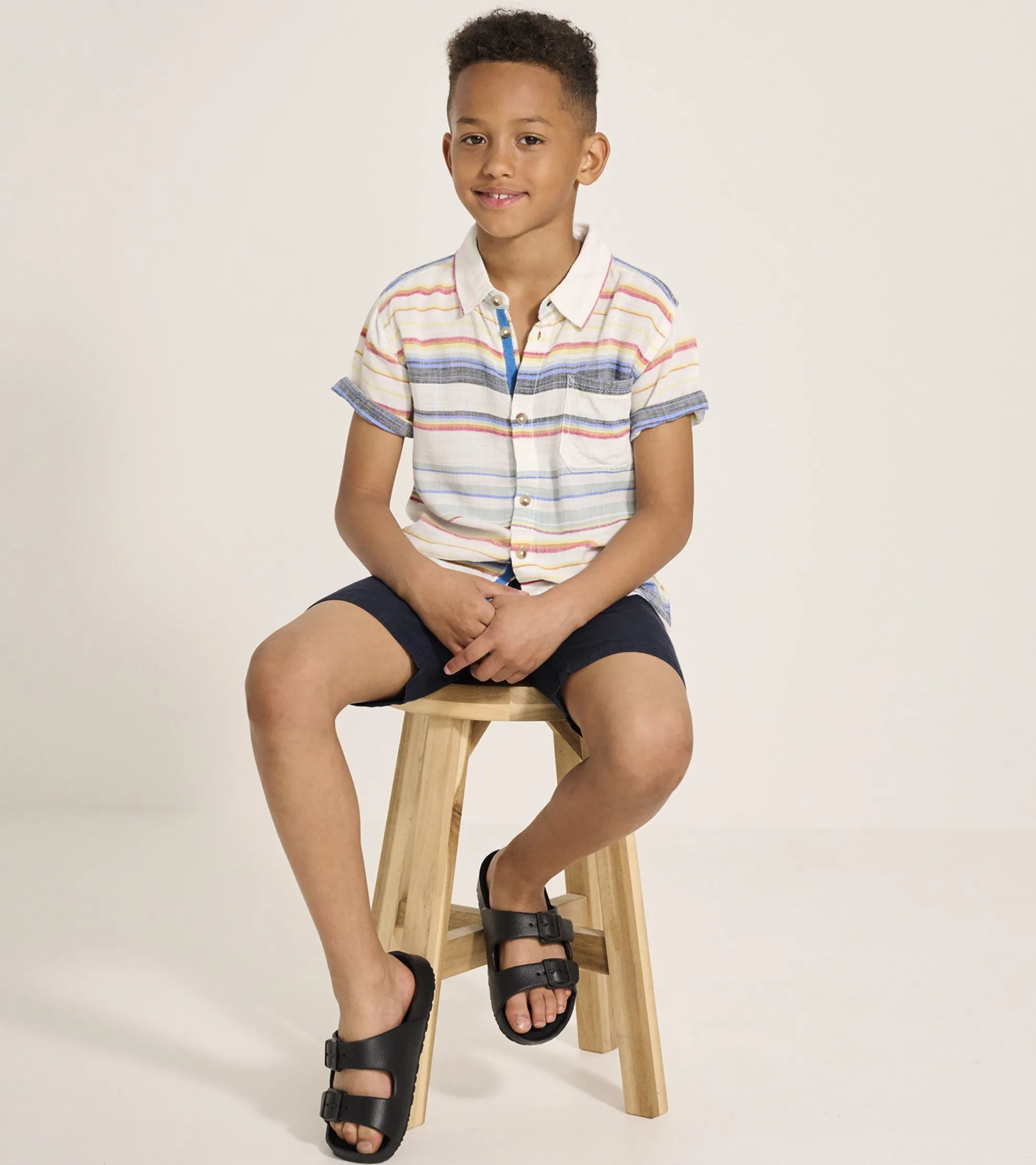 Clearance Boys Summer Stripe Short Sleeve Button Down BOY Tops