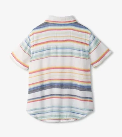 Clearance Boys Summer Stripe Short Sleeve Button Down BOY Tops
