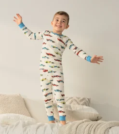 Boys Water Colour Racecars Organic Cotton Pajama Set BOY Sleepwear|Sleepwear