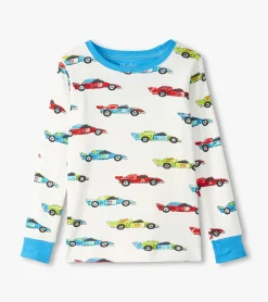 Boys Water Colour Racecars Organic Cotton Pajama Set BOY Sleepwear|Sleepwear